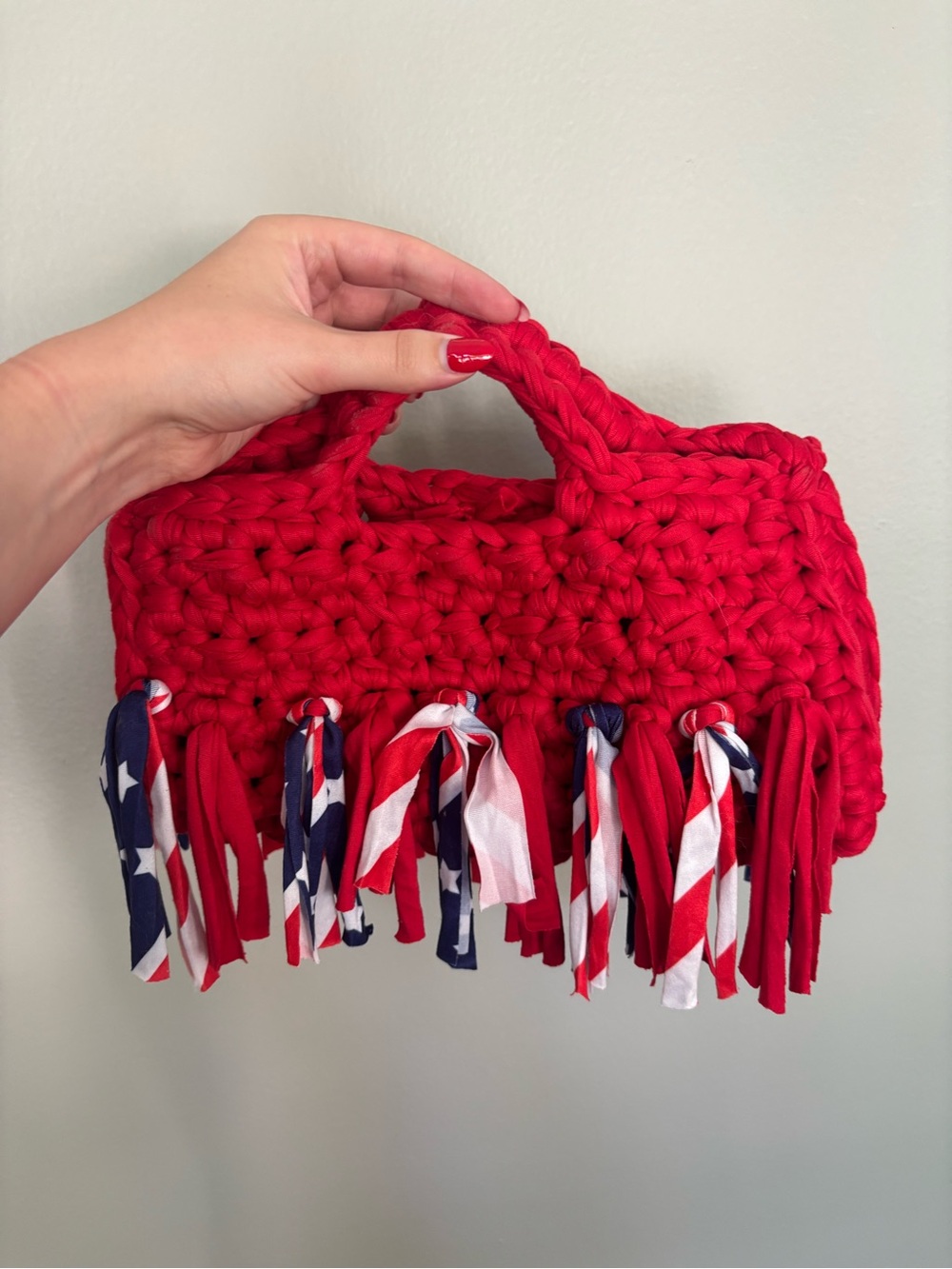 Fourth of July Themed Fringe Crochet Purse